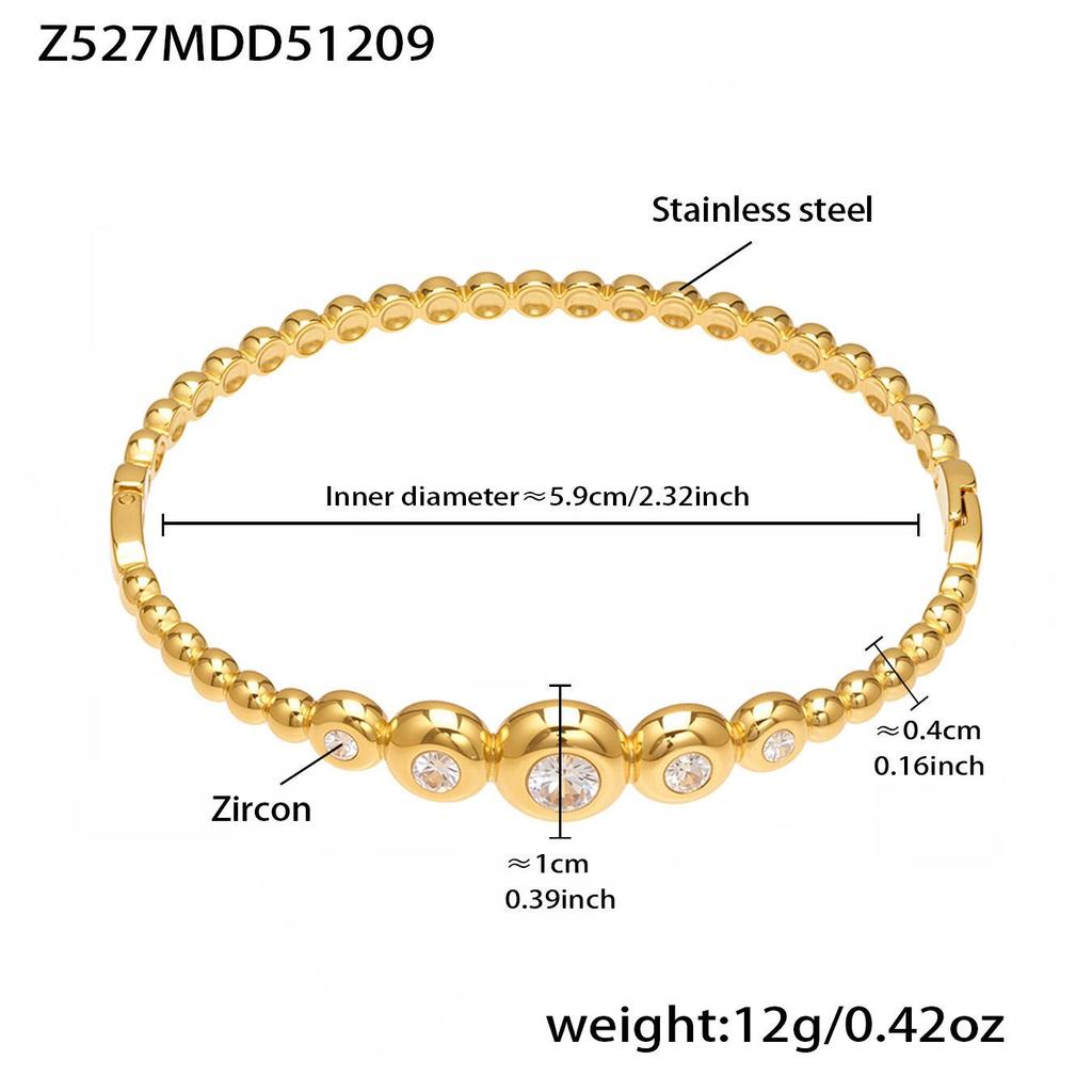 18K Gold-Plated Stainless Steel Zircon Clasp Bracelet - European & American Chic Women's Fashion