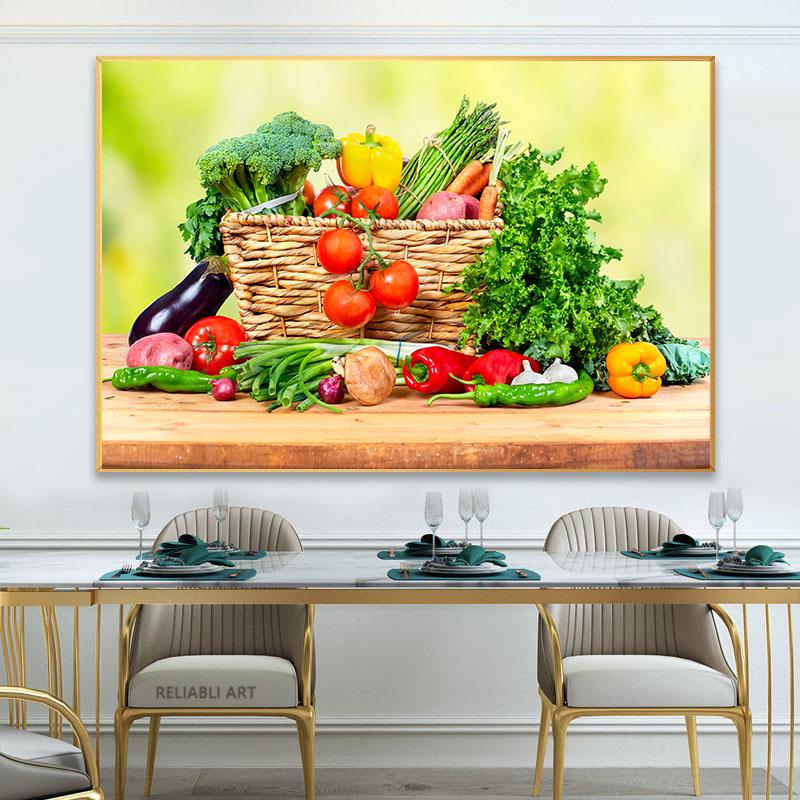 

Модная корзина с фруктами и овощами, настенные картины, красочные холсты, постеры с картинами для кухни, ресторана, Настенный декор без рамы 21x30cm No Framed