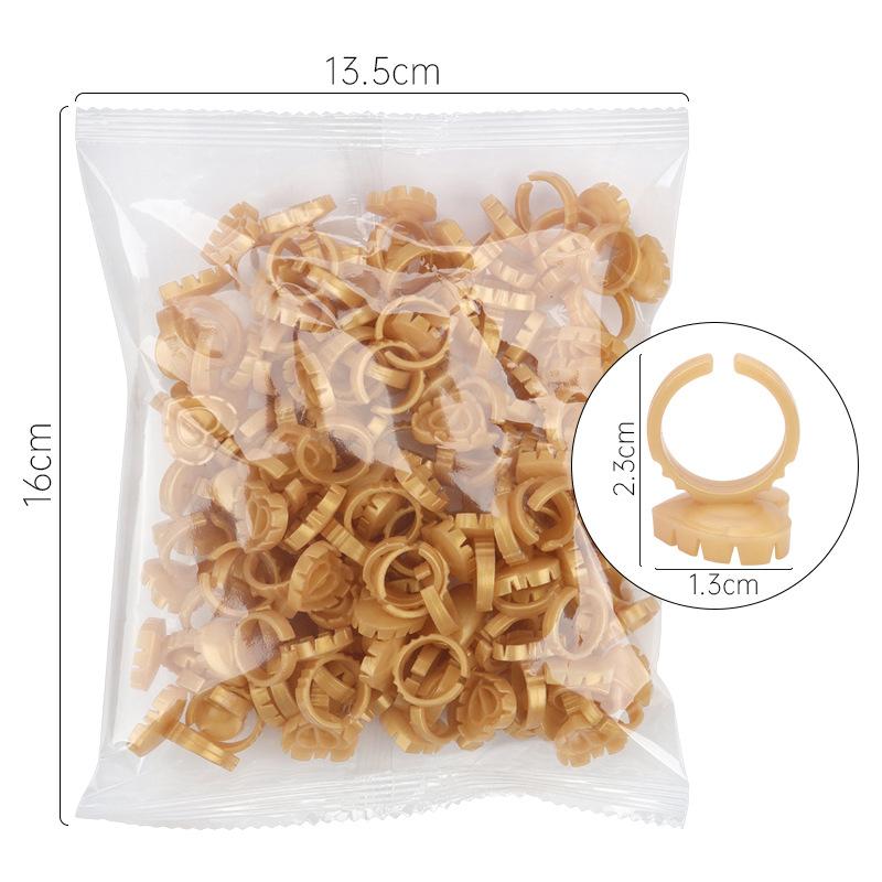 100Pcs Heart Eyelash Extension Glue Ring Holder Grafting Eye Lash Fans Flowering Cup Pigment Container Makeup Beauty Tools