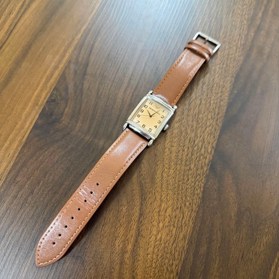 Used Emporio Armani AR-0203 Square Quartz Watch Brown