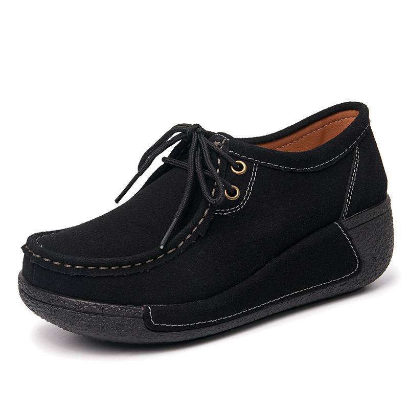 Damskie Mokasyny na Platformie Czarne Buty Codzienne Brązowe Buty Gruba Podeszwa Zwiększające Wzrost Trampki Duży Rozmiar