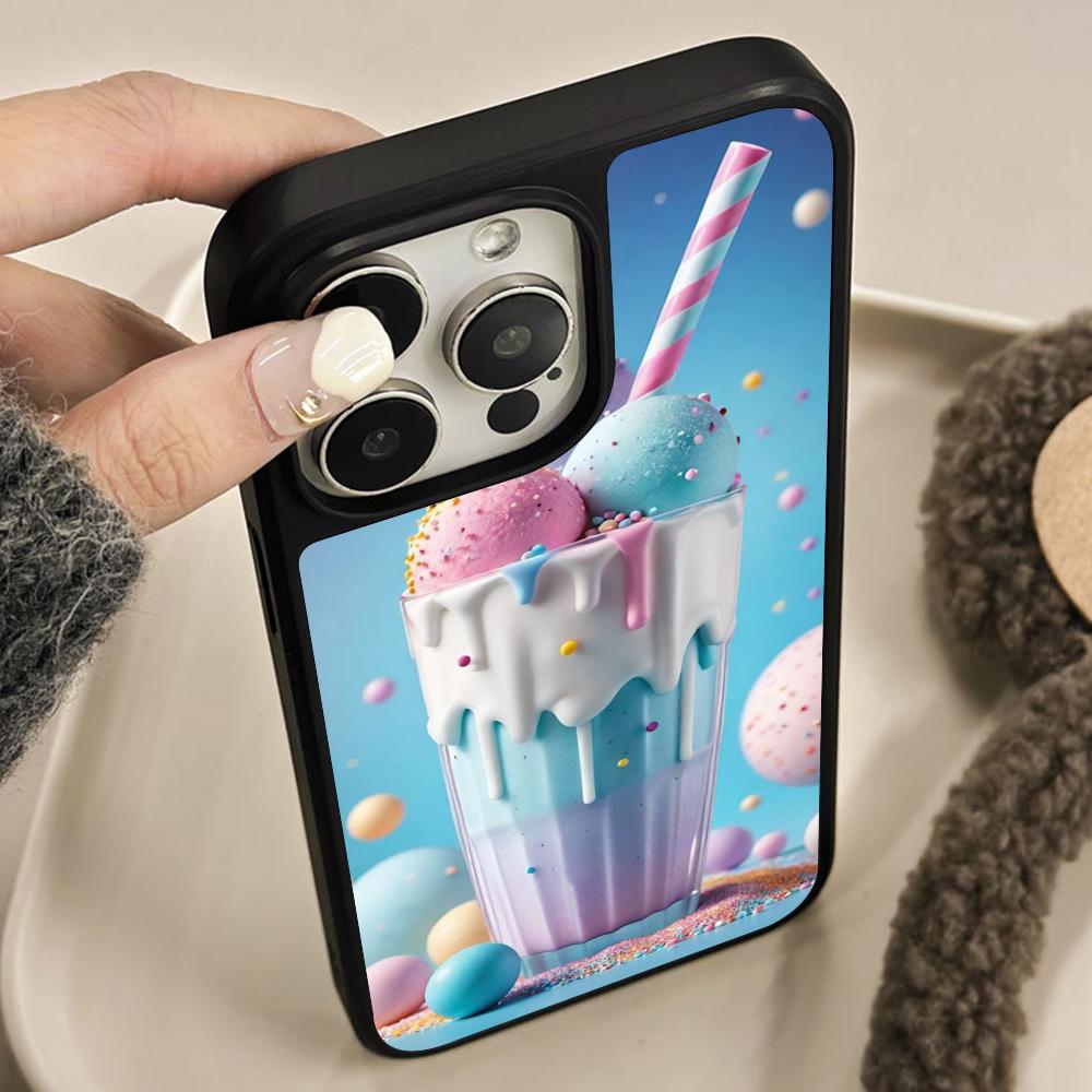 Milkshake Icecream Mobile Phone Case for iPhone 17 16 15 14 13 12 11 Air Pro Max Plus Matte Surface Colorful Cover Luxury Pretty