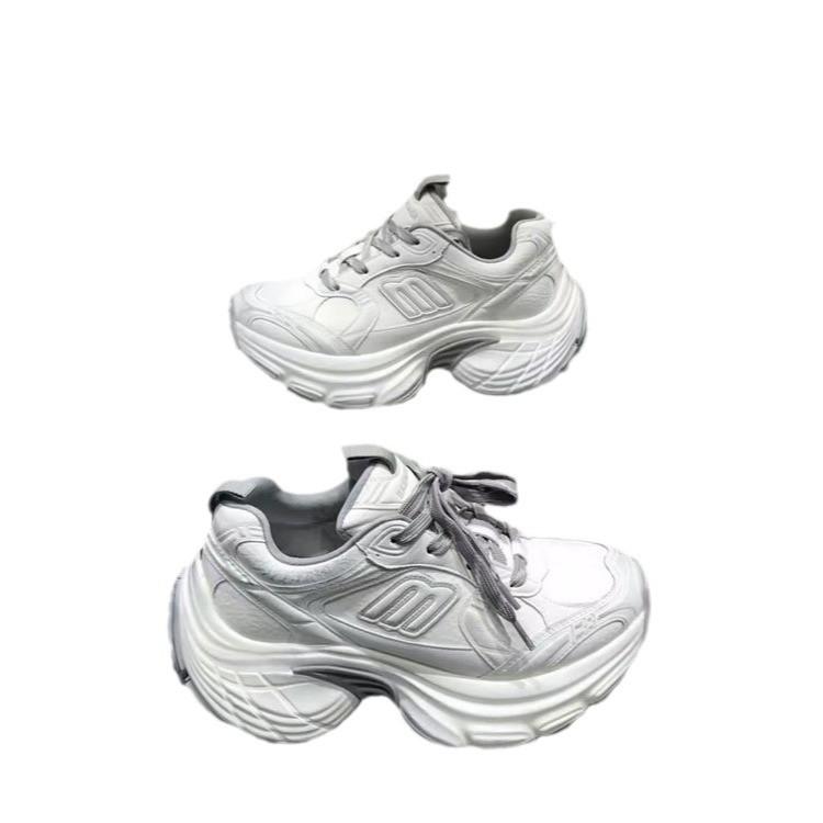 Daddy Shoes Women's 2025 Autumn and Winter Velvet New Catwalk Thick-soled Color Matching Versatile Height Increase Casual Sports Shoes Comfortable