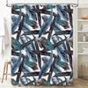 Rideau de douche imprimé plumes Tissu imperméable Décor de salle de bain pour décorations d'intérieur Couleur Bleu Vert Noir Blanc 180x243cm 70.9x9
