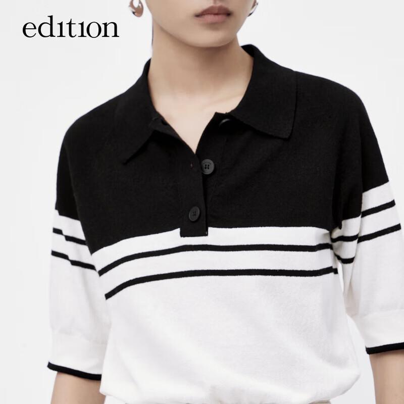 Edition Women's Color-Block Polo Knit Short-Sleeve Top