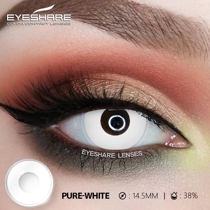 1 Pair White Colored Contacts Cosplay Contact Lenses for Eyes Black Lenses High Quality Soft Lenses Beauty Makeup Yearly