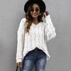 Women's Top, Thickened, Fried Dough Twists Knitted Sweater, V-neck Design, Fashionable Hooded Top, Loose Pullover Sweater