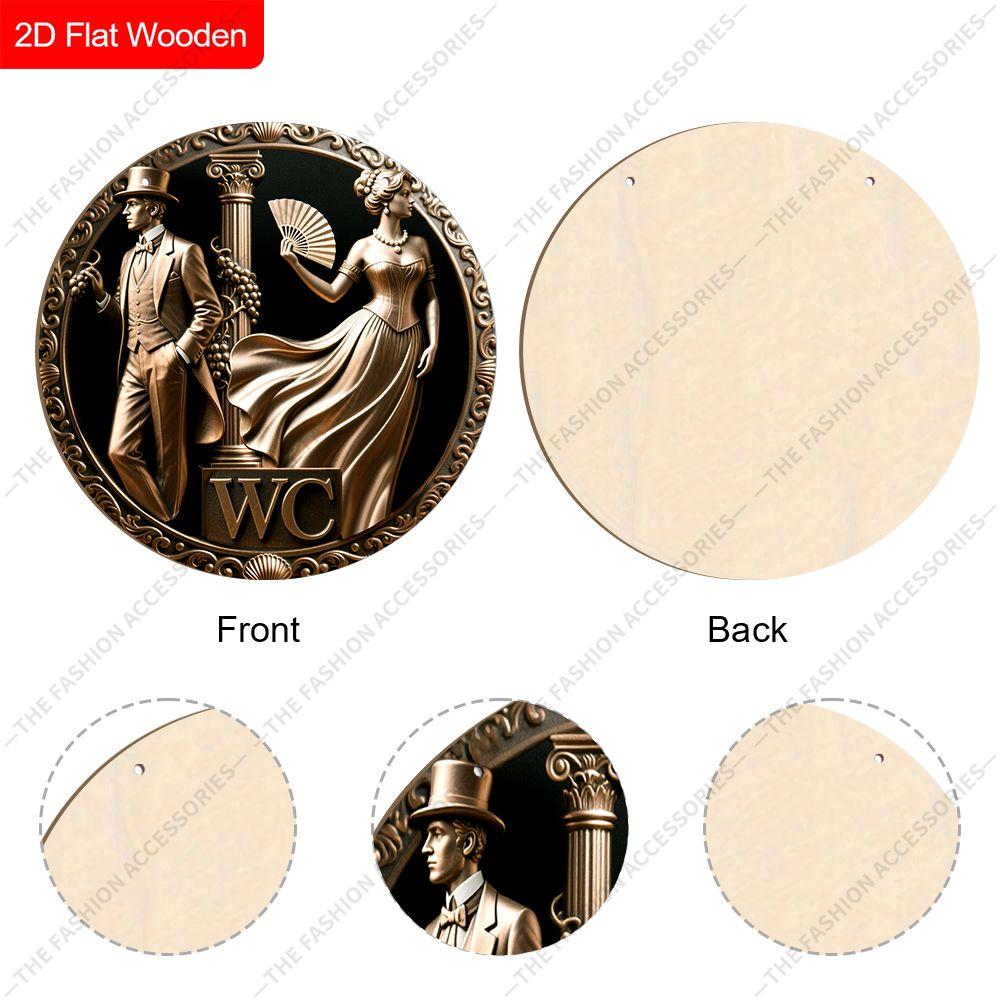 Semne decorative din lemn pentru agățat, decorațiune de perete sau ușă pentru baie, plan 2D cu textul „WC”, cadou de casă nouă pentru prieteni