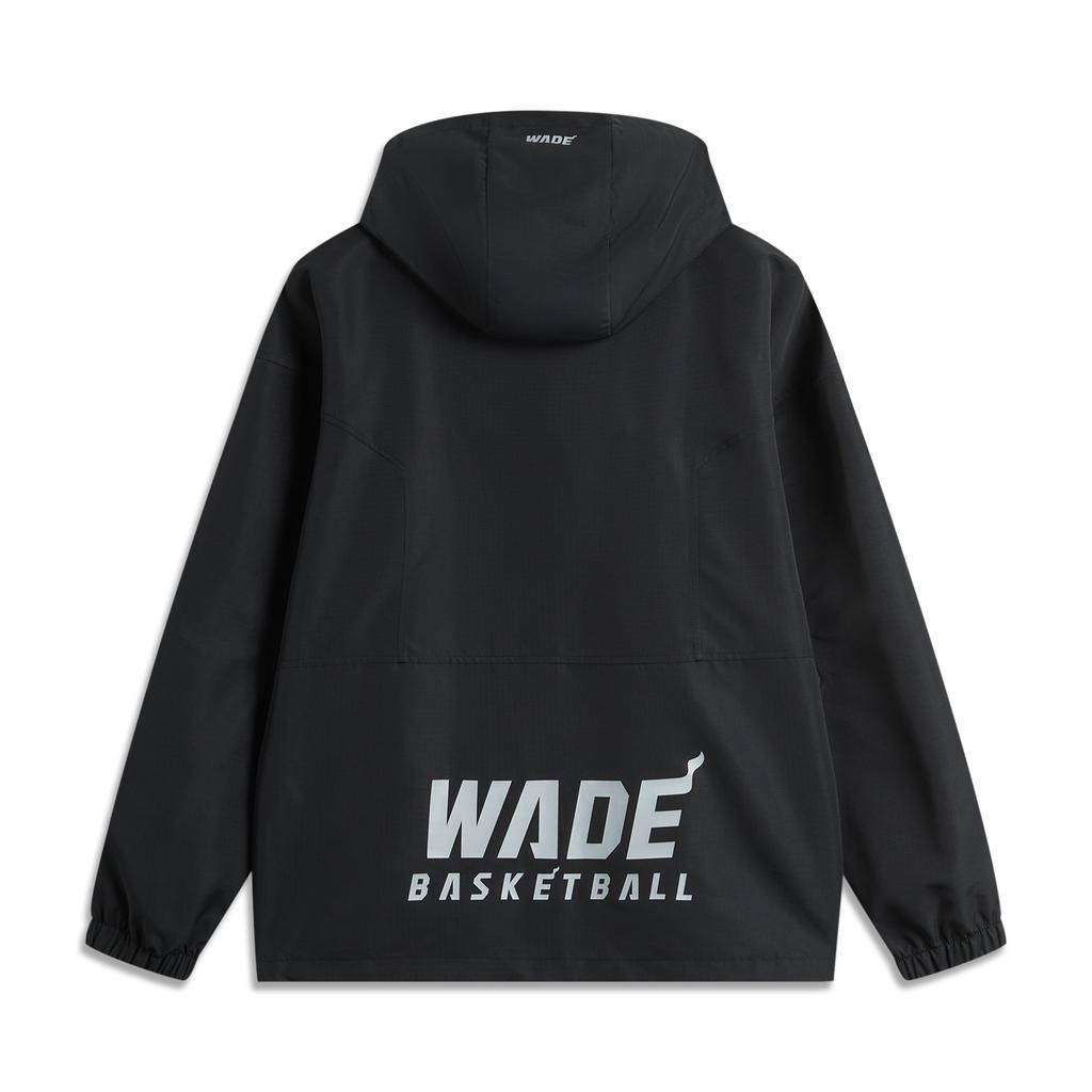 Li Ning Wade Series Comfortable Casual Simple Loose Hooded Drop Shoulder Fashion Breathable Windbreaker Men Outerwear Black AFDU977-1
