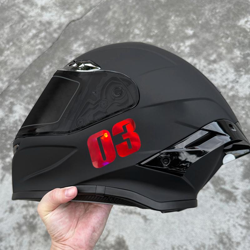 1PC Red Laser Motorcycle Number Sticker for DIY Bicycle Top Tube Frame Moto Helmet Fairing Self-adhesive Waterproof Vinyl Decal