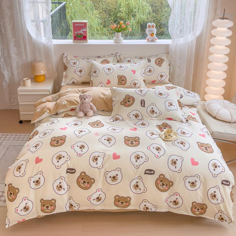 Pure Cotton Thickened and Ground Σετ τεσσάρων τεμαχίων, Βαμβακερό σεντόνι κρεβατοκάμαρας σετ παπλωματοθήκης Σετ τριών τεμαχίων