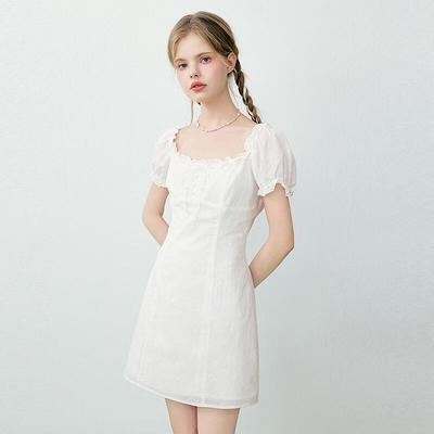 Ledin Lace Square Neck A-Line Mini Dress