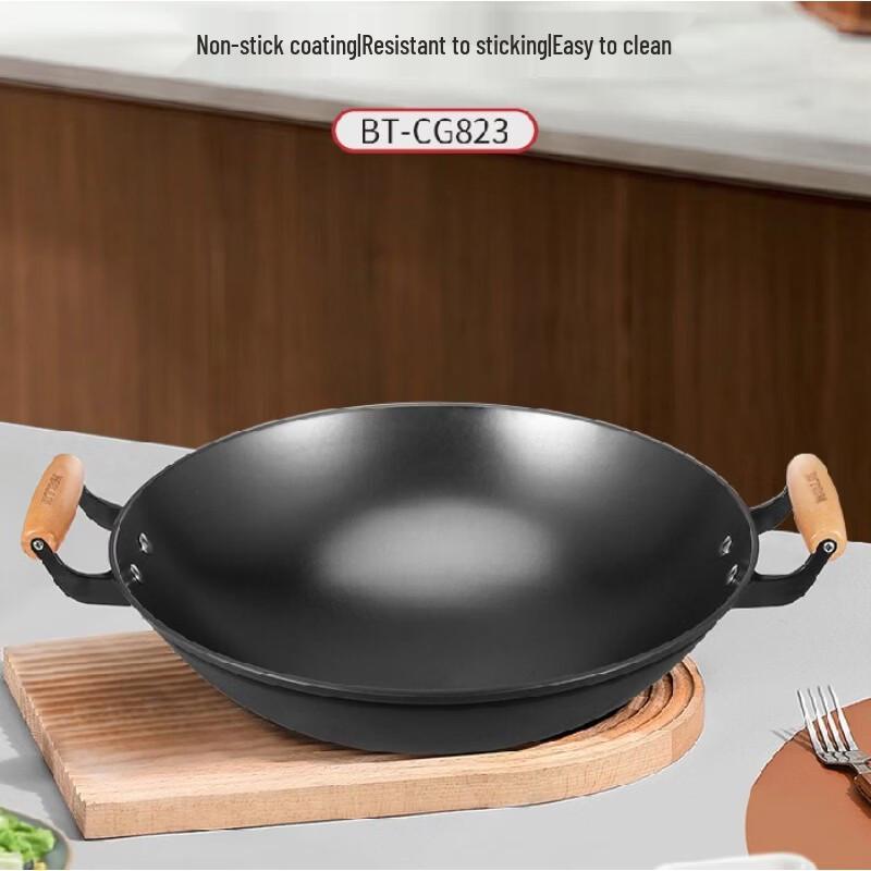 BTSM Cast Iron Wok with Double Handles