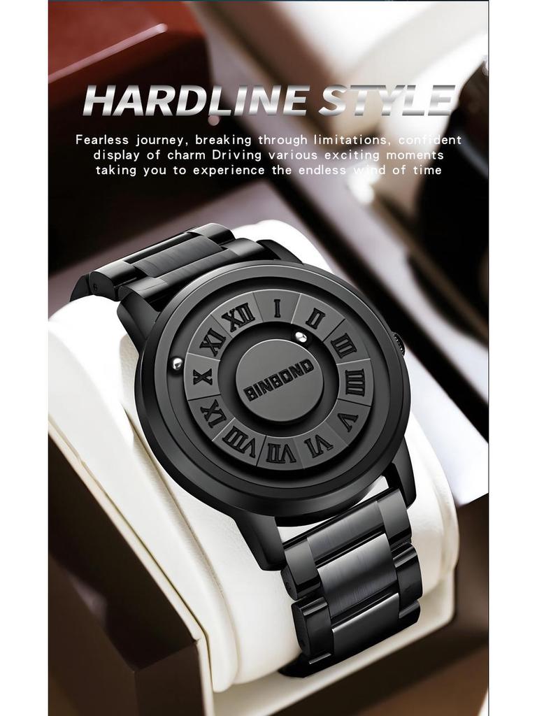 Binbang Men's Black Tech Magnetic Levitation Waterproof Watch - New Concept, Creative Design