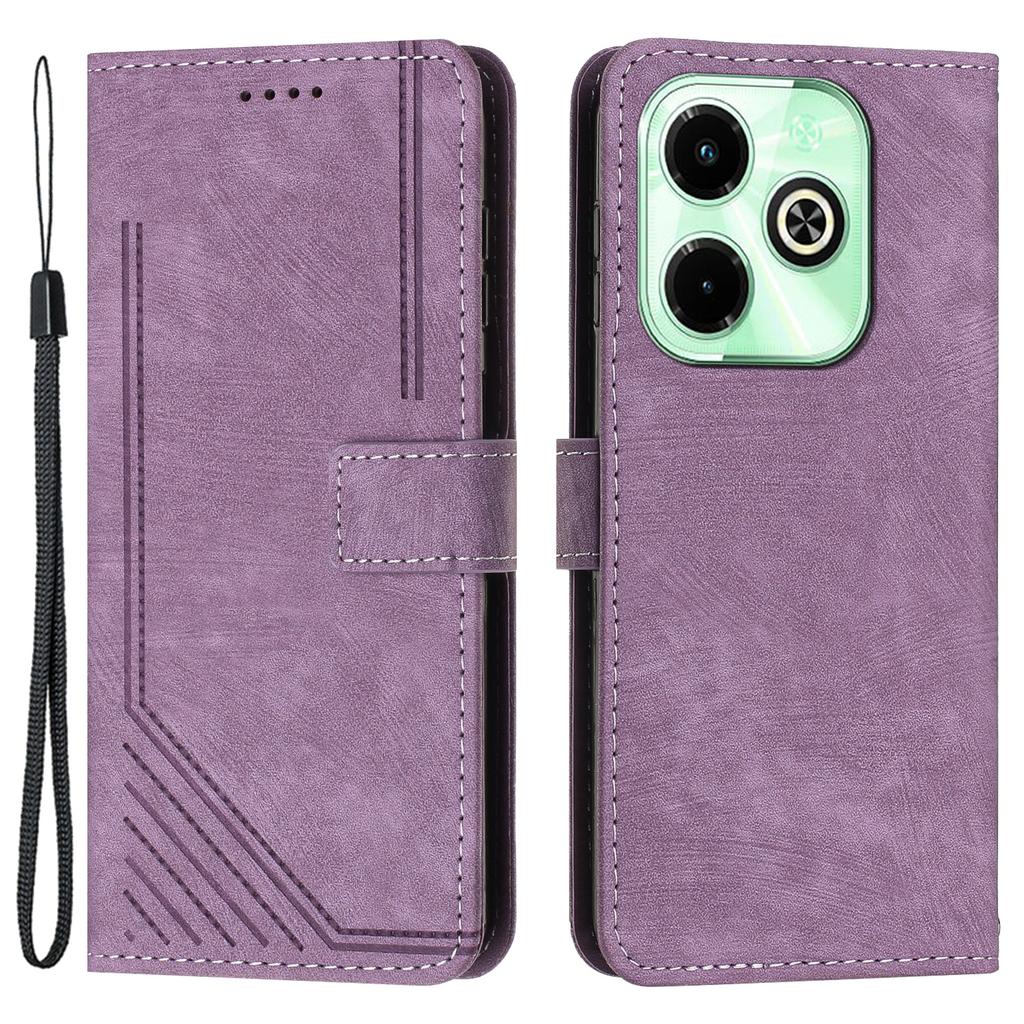 For Infinix Hot 40i Wallet Phone Cover Skin-Friendly Flip Leather Case Imprinted Line
