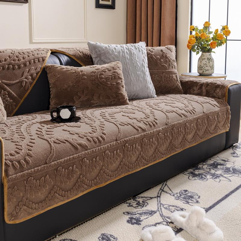 

French Cream Wind Rabbit Velvet Sofa Cushion Autumn And Winter Thickened Warm Plush Seat Cushion New Non-Slip Cover Cloth 70*70cm