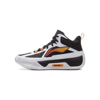 Li Ning Tian Ying 2.0 Comfortable Non-Slip Shock Absorbing Wear-Resistant Breathable Mid-Top Basketball Shoes Kids Sneaker Black White YKBU098-5