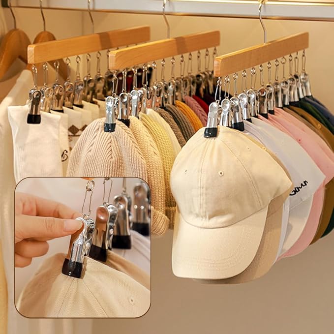 Closet Organizer with 10 Clips, Space Saving Hanging Closet Organizer, Space-Saving Hat Scarf Clothespins for Jeans Skirts Socks