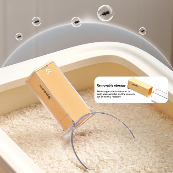 Graduated Spoon with Insect-Proof Storage Box Removable Handle Transparent Measuring Spoon 40ml-160ml Food-Grade Kitchen Tool for Rice Noodles Cooking