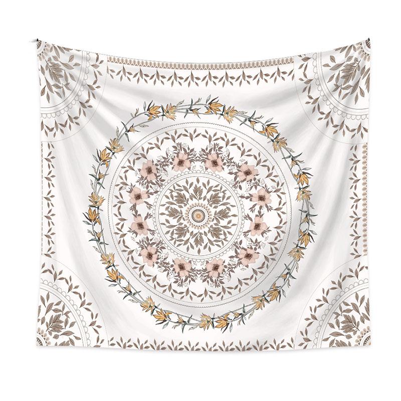 

New Bohemian Mandala Flower Print Tapestry InsStyle Cycle Meditation Room Decoration Sanded Wall Hanging Cloth for Holiday Gift 74x94cm(29x37in)