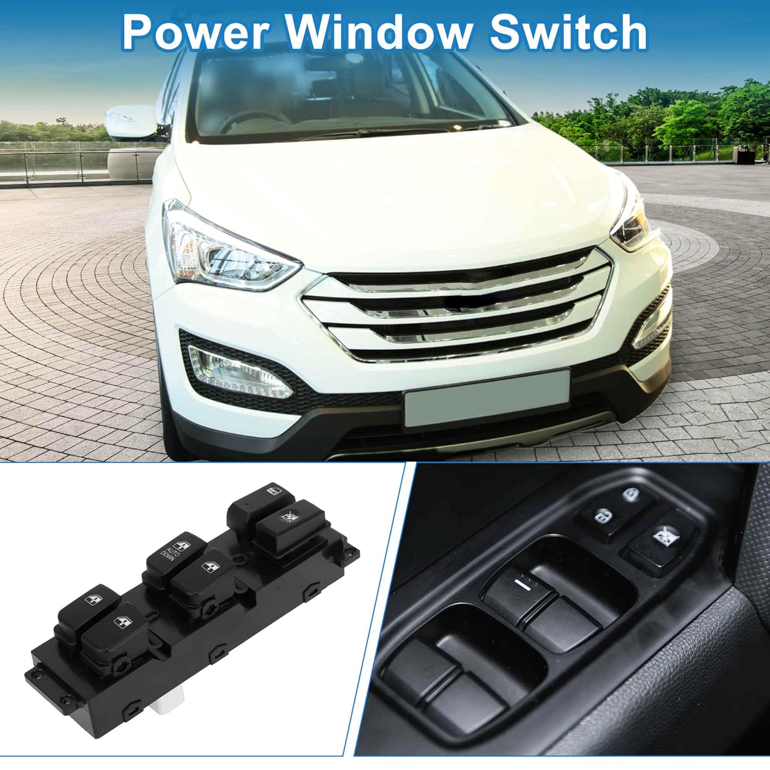 

1 AUTODOWN Power Window Switch No.935702B730 14pins Window Control Switch for Hyundai Santa Fe 2007-2011 Front Left Driver Side Black