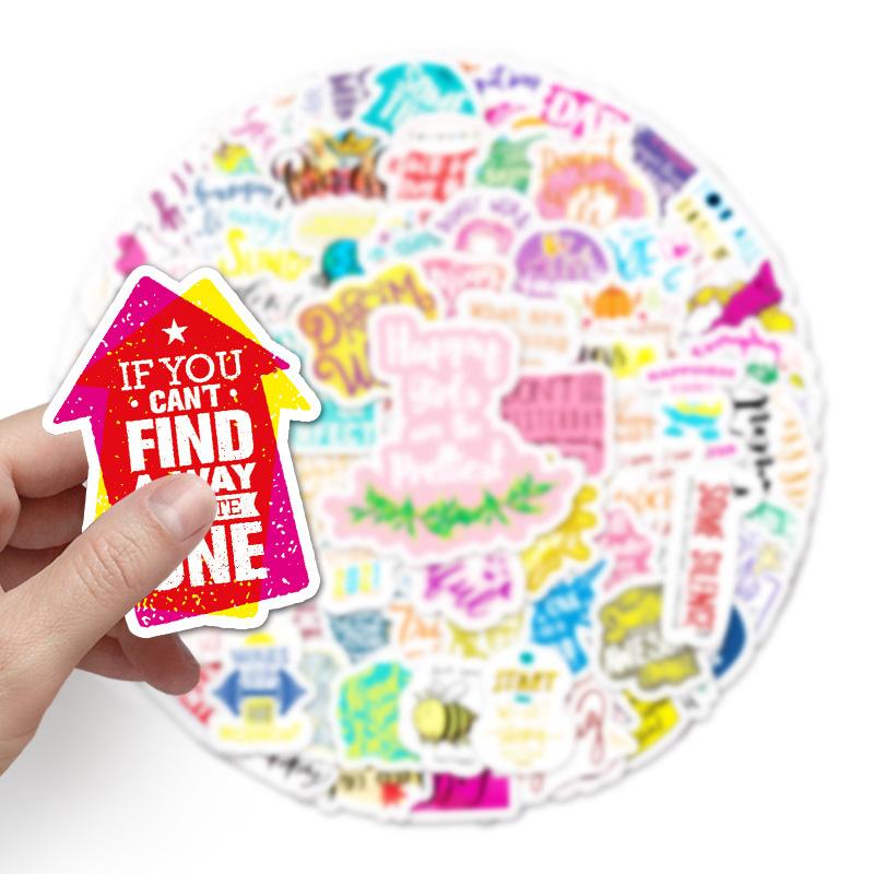 100 Inspirational English Learning Slogans Doodle Stickers Luggage Tablet PC Car Fridge Decorative Stickers