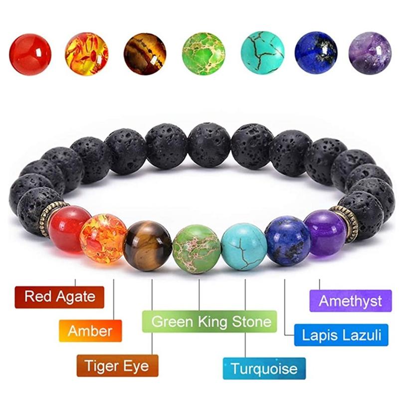 Brățară clasică cu margele Piatră naturală Funie neagră împletită Yoga Reiki Vindecare Echilibru Brățări și brățări Cadou pentru meditație