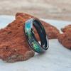 6mm Black Tungsten Ring Green Abalone Shell Inlay Couple Ring. Elegant, Stylish, and Durable Design for Engagements, Weddings Everyday Wear.