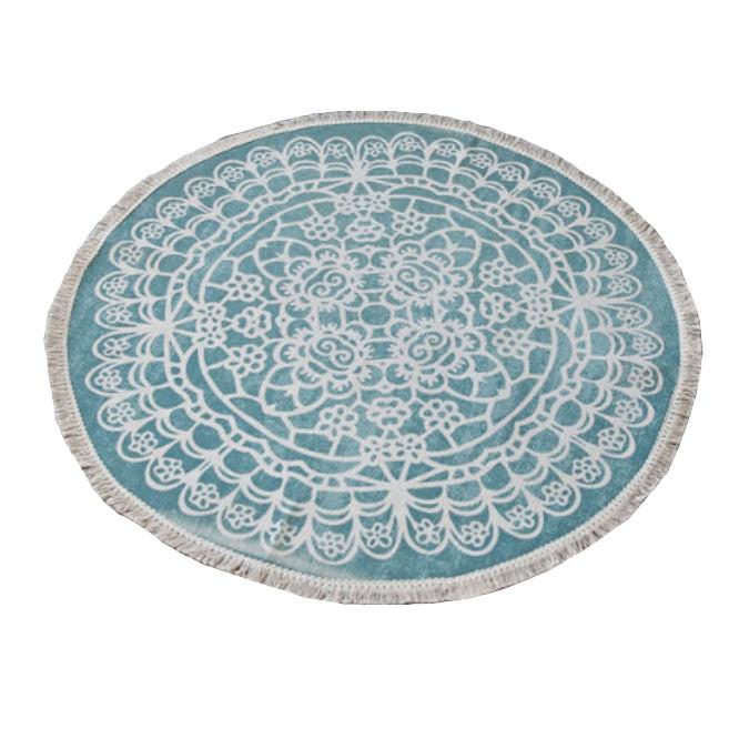 Rugs 92 X 92Cm Retro Bohemian Carpet Hand Woven Cotton Linen Rug Bedside Geometric Floor Mat Living Room Bedroom Home Decor Ver 1