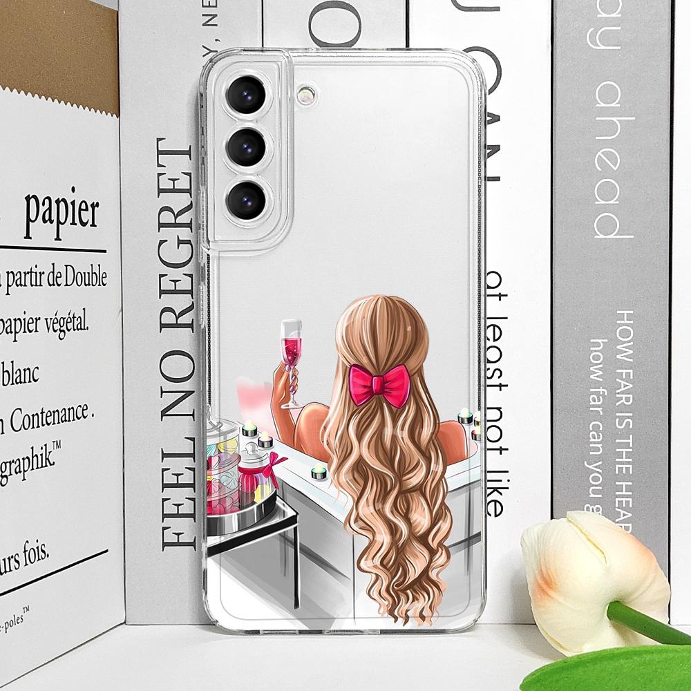 

Fashion City Girl Transparent Phone Case for Samsung Galaxy S26 S25 Ultra S24 S23 S22 Plus S21 FE S20 Beautiful Women Soft Cover Galaxy S23+