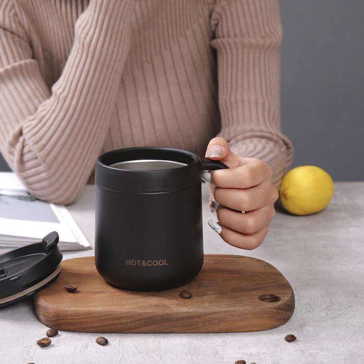 350 мл Кофейная термокружка, Термокружка-кружка с крышкой, ручкой, круглым дном 350ml