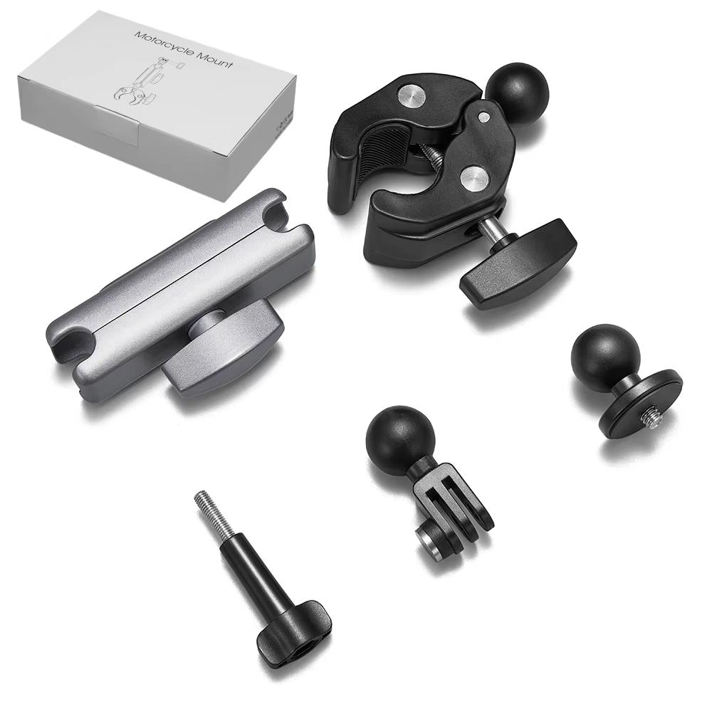 Aluminum Alloy Super Clamp Mount Rotatable Handlebar Holder for GoPro Hero 13 12 11 10 9 Insta360 SJCAM AKASO OSMO Action Camera