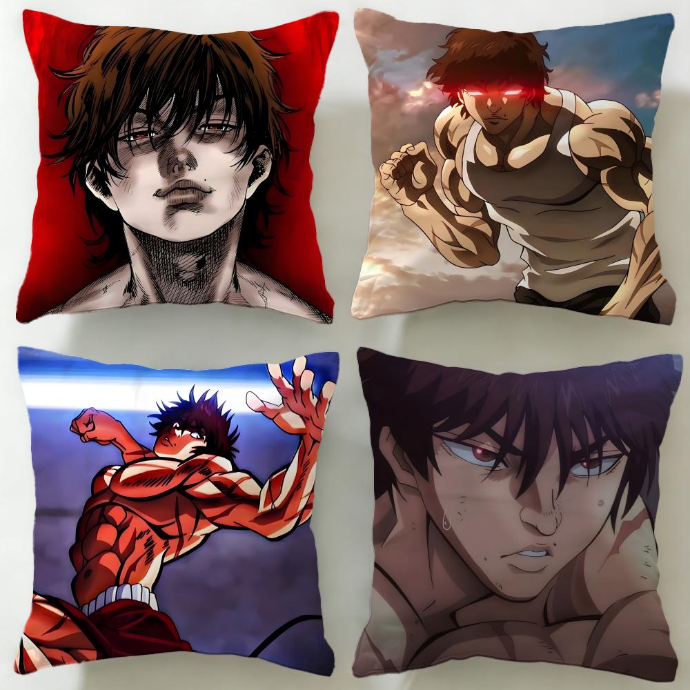 Popular Anime Baki the Grappler Cushion Cover Soft EasyWash Pillow Case Versatile for Couch Bed Travel and Office