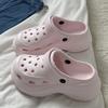 thick-soled hole shoes, outer bag head slippers, non-slip soft-soled height-enhancing women's shoes