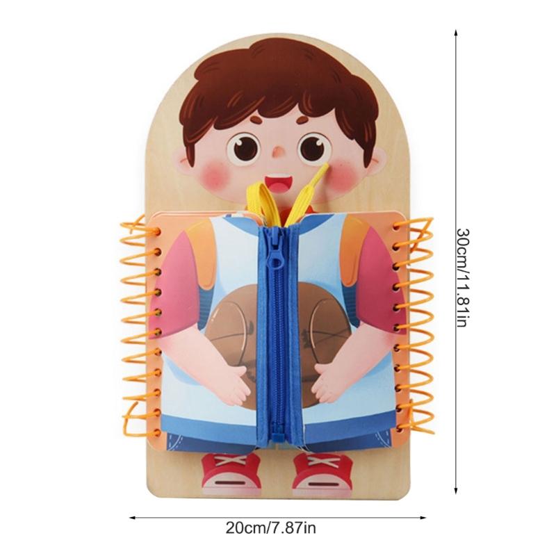 Early Learning Dressing Trainer Hands on Wooden Dressing Practice Board For Clothing Practice Motor Skills Development