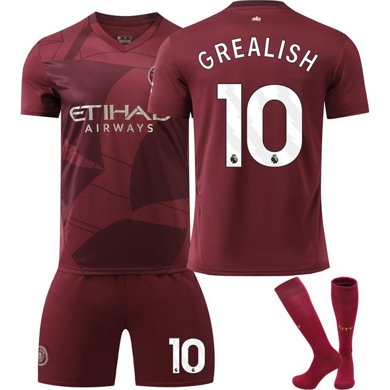 2425 Manchester City Jersey No. 9 Harland 17 De Braunet 10 Gralish Second Away Football Set