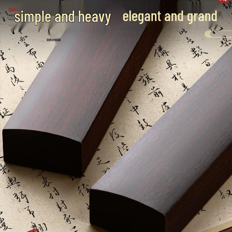 Black Catalpa Wood Paperweight Pair - Solid Wood Paper Holders with 30cm Ruler for Students and Beginners