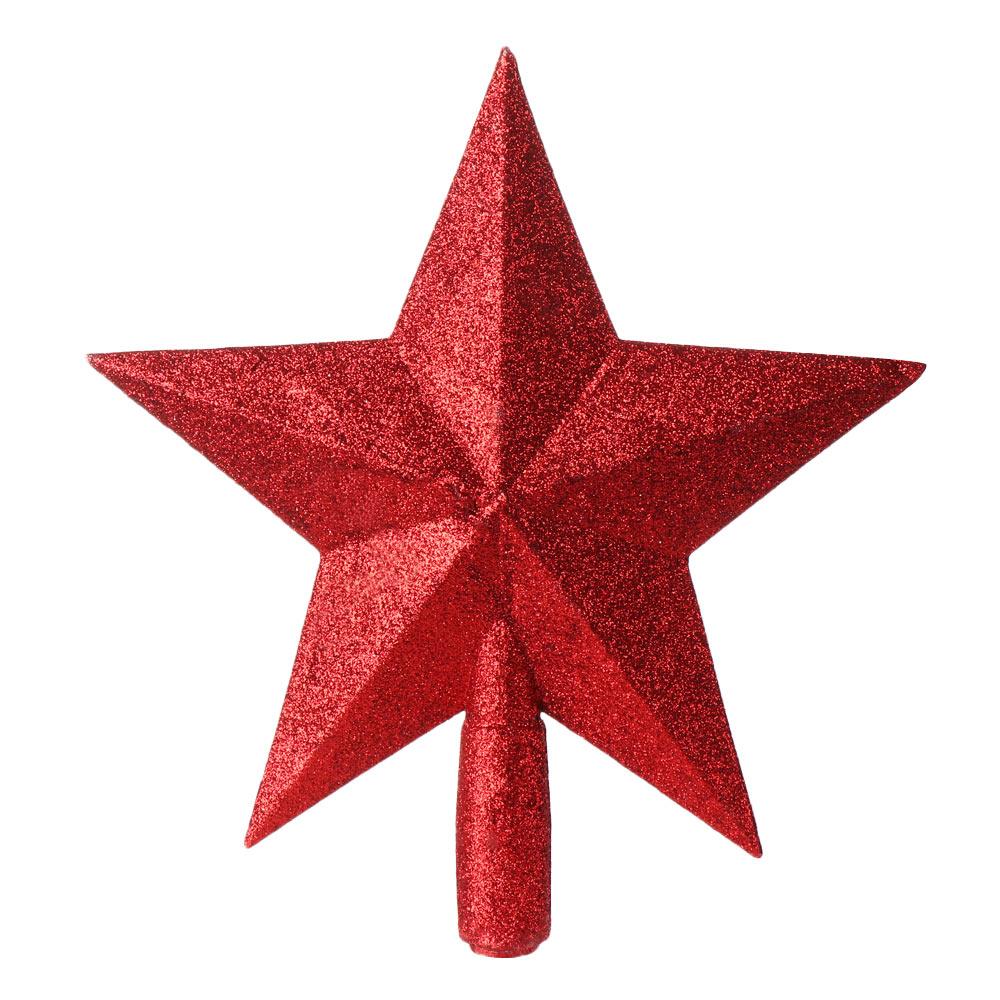 

Hot New Year Party Supplies Xmas Ornament Home Decor Large Glitter Star Christmas Tree Decoration 25CM червоний
