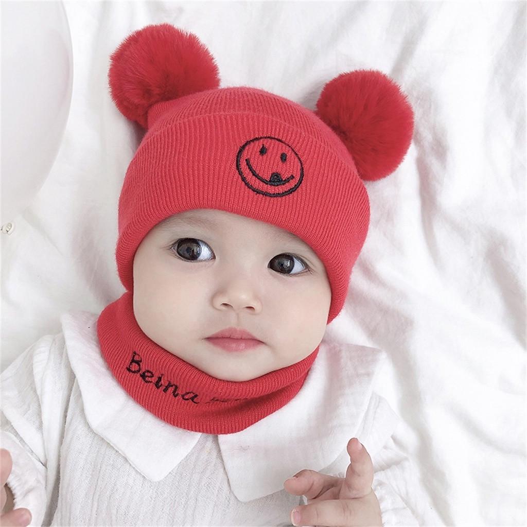 Children's Knit Hat Warm Scarf Wool Hat Two-piece