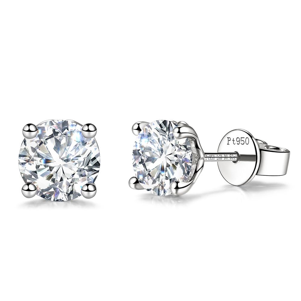 

FANCIME Diamond Platinum Earrings for Single 1 Stone Classic Platinum Prong PT950 Gift Wrapping Included Women, Ear, 0.505ct Lab-Grown Diamond,