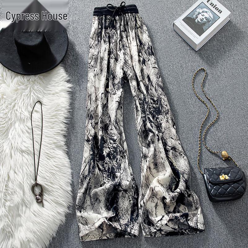 Women s Elastic Waist Wide-Leg Pants M