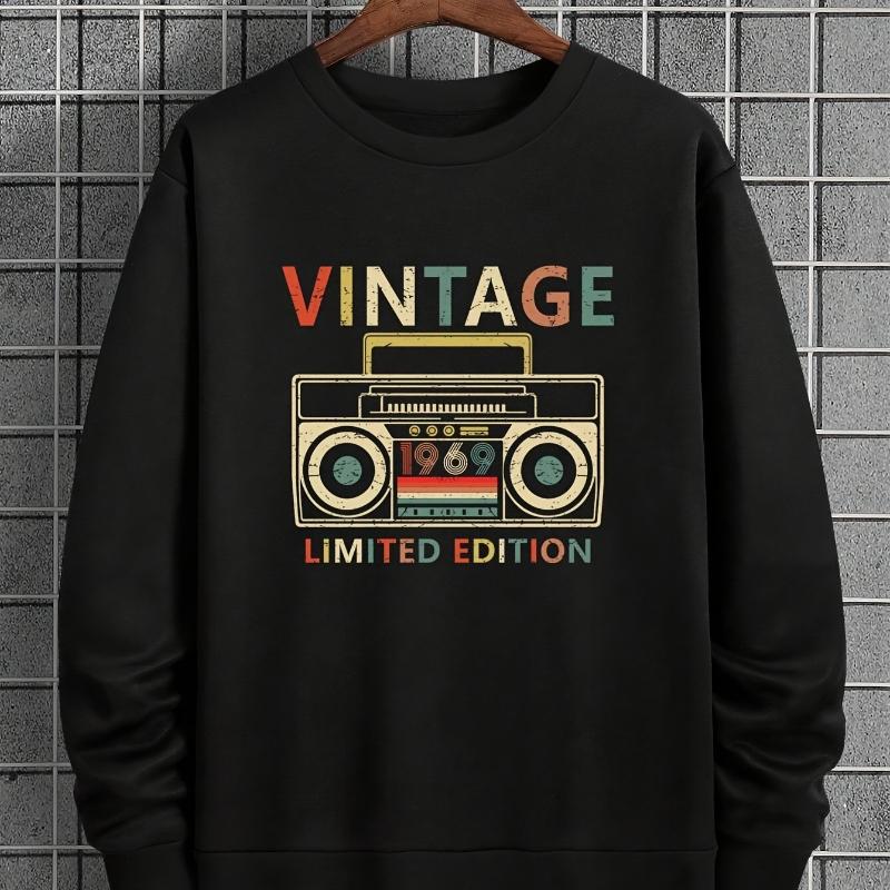 

Relaxed Fit Crew Neck Sweatshirt, Ribbed Neckline & Hem, Classic Casual Coffee XXL чорний