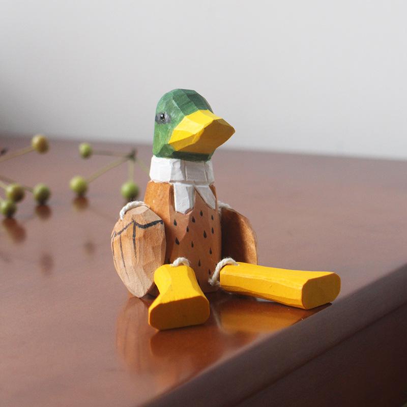 Handmade Log Carving Hanging Feet Duck Ornament Note Clip Creative Home Jewelry Living Room Carving Ornament