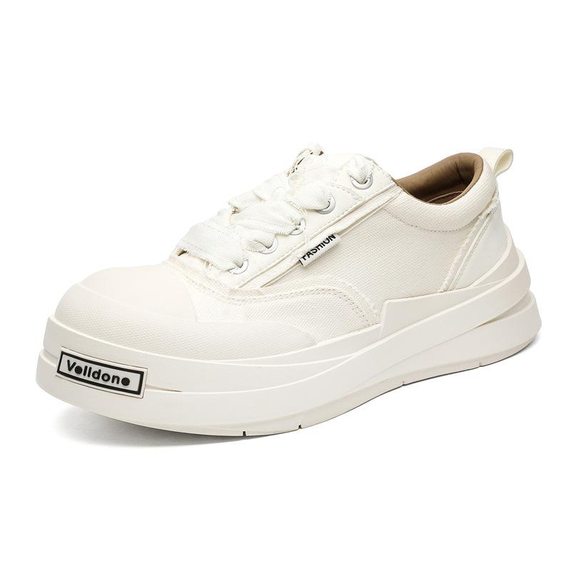 

[Тот же стиль, что и у звезды] Бинтовые парусиновые черные дышащие мужские и женские трендовые ретро повседневные туфли на толстой подошве с большим носком 8889 44 male code белый