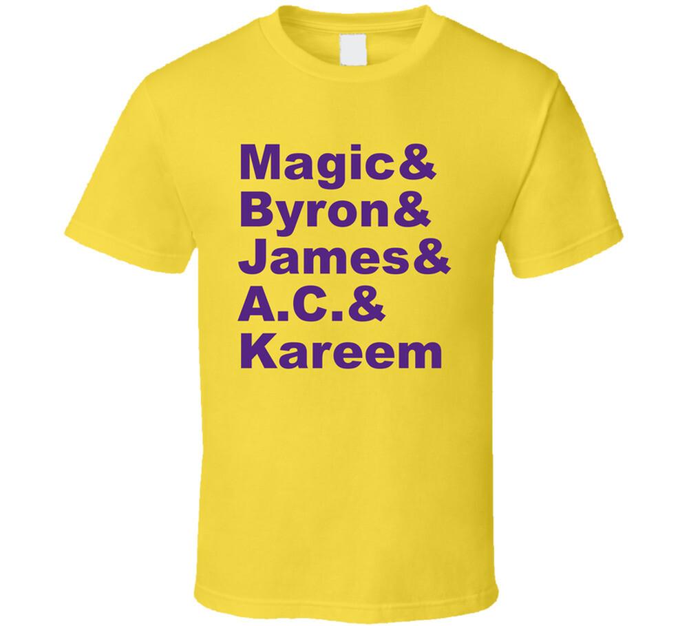 Magic Johnson & Byron Scott & James Worthy & A.c. Verde e Kareem