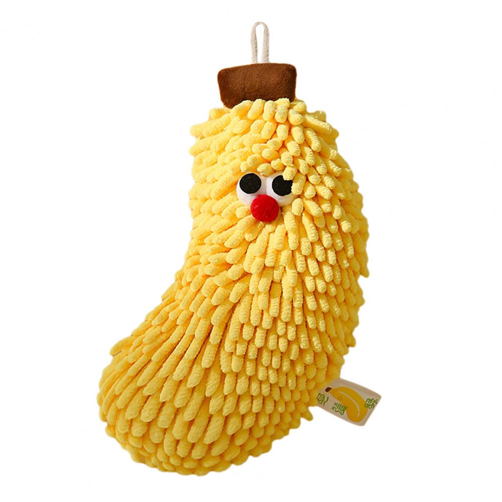 Cute Fruit Hand Towel Fuzzy Strawberry Banana Towel Absorbent Chenille Soft Puff Towel with Hanging Loop for Bathroom Kitchen