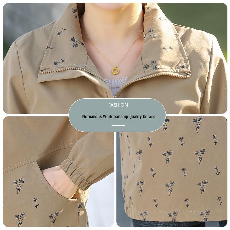 Qiufuluo Women's Elegant Spring/Autumn Mid-Aged Jacket