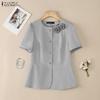 ZANZEA Camicetta estiva casual da donna con scollo rotondo e maniche corte