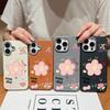 Cute Carton Flower Pattern Leather Texture Slim Soft Case For iPhone 16 Pro Max 15 14 Pro 13 12 11 Matte Lens Protection Shockproof TPU Phone Cover