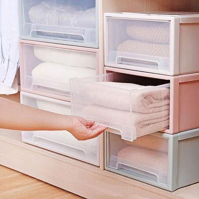 Household Plastic Transparent Stackable Drawer Storage Box Container Organizer